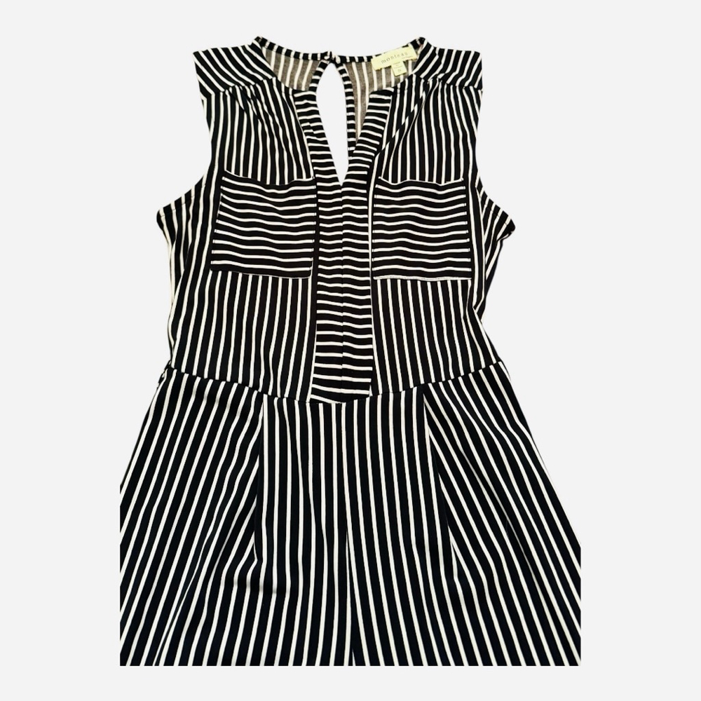 NWT Women's Monteau Navy & White Striped Tie Waist Sleeveless Jumpsuit S - Picture 8 of 14